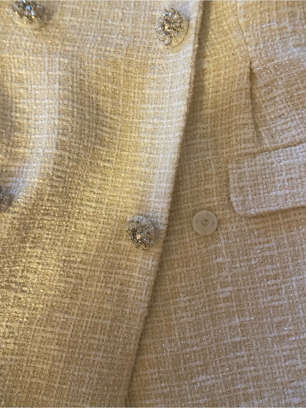 NWT - Self-Portrait Double-Breasted Boucle Tweed Cream Minidress, Size US 2 - Picture 11 of 16